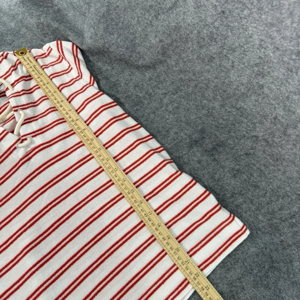 J Crew Sweater Womens XS Long Sleeve Terry Cloth Red Stripe Nautical Preppy Hood